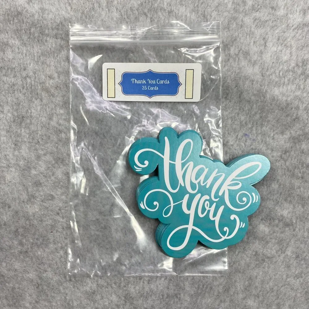 Seller Thank You For Your Purchase Die Cut Cards Notes Blue Sets of 25 - Picture 6 of 7